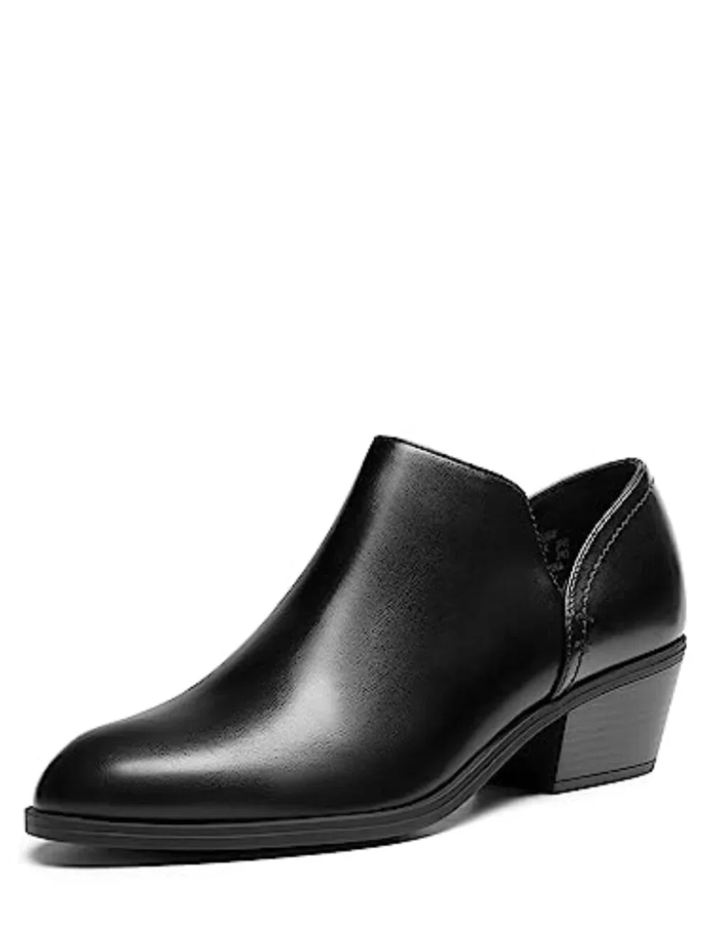 Ankle Boots Fall Boots Leather Thick Heel Side Zip Low Chunky Heeled Booties